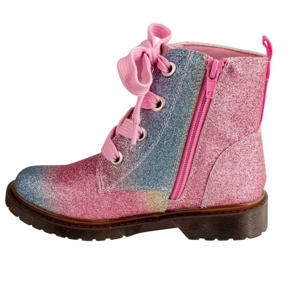 Natural Steps “Elsie” Pastel Glitter Rainbow Combat Boots - Picture 9 of 11